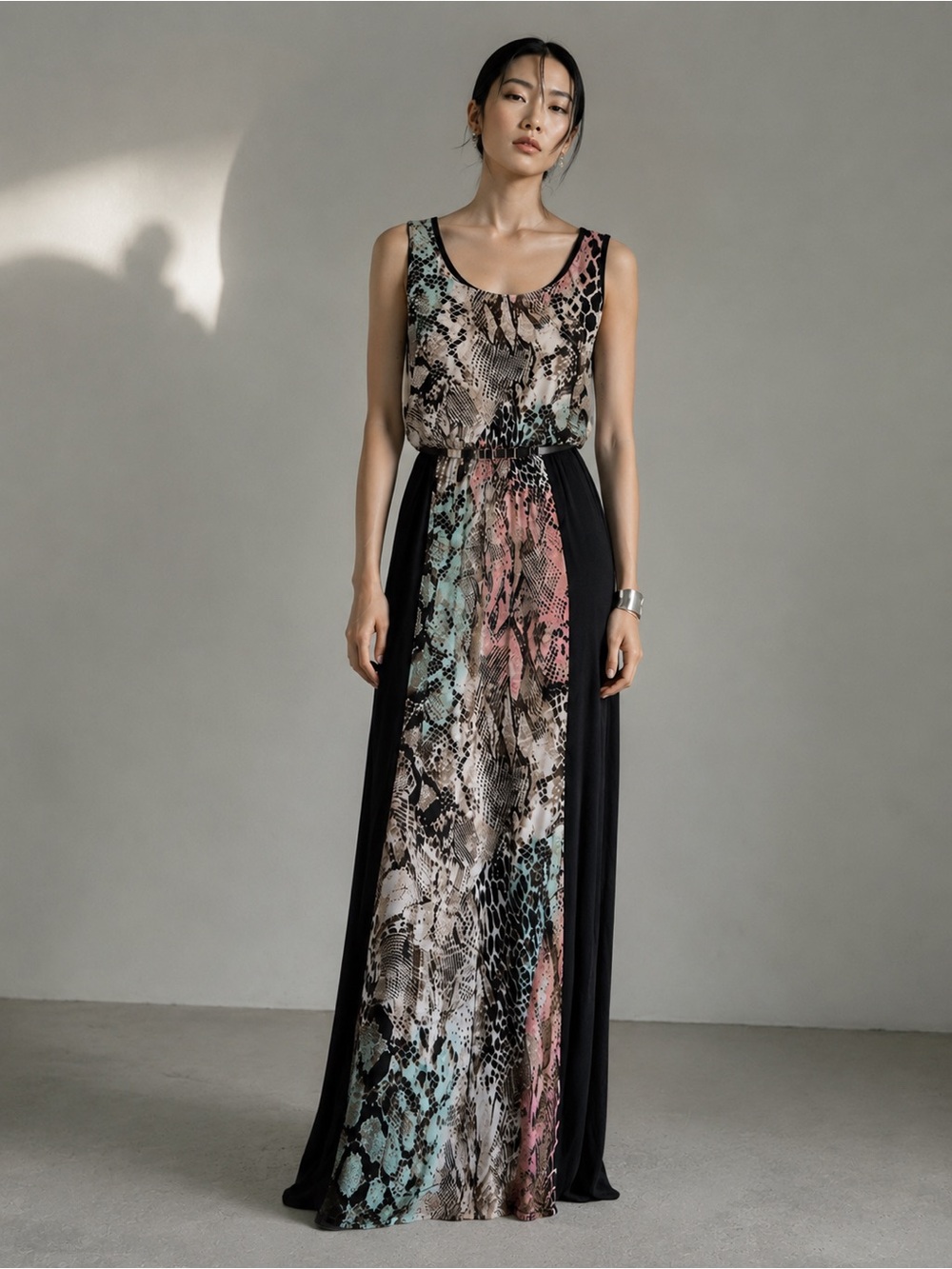 Gilli Python Animal Print Maxi Dress Flowy Small Pastel Maximalist Dopamine Sexy
